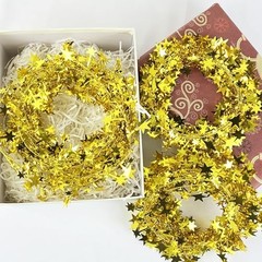 5 Rolls 130 Ft Gold Tinsel Stars Brace Star Tinsel Wire Garland for Home