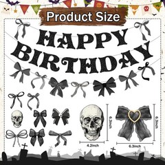 Black Bow Party Decorations – 13PCS Gothic Decorations, Skull Skeleton Goth P…