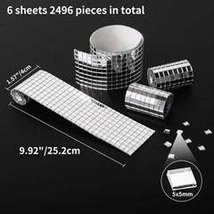 6 Pack Self Adhesive Glass Mirror Mosaic Tiles Small Square Mirror Tile Stickers