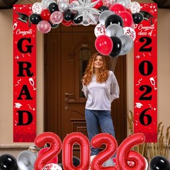 Graduation Decorations 2026, Red and Black Grad Decorations Class of 2026, Gr…