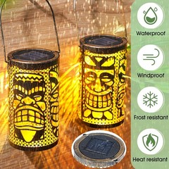 2 Pack Tiki Solar Lanterns Tiki Bar Light Decor Outdoor Waterproof Gifts for …