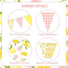 Lemon Party Decorations – 3PCS Lemon Bunting Banners, Pink and Yellow Lemon T…