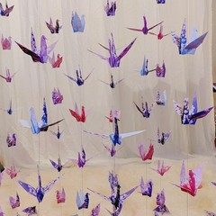 Colorful Paper Crane Hanging Garlands 3stringsX 5.2ft Origami Birds Streamers