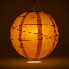 16″ Persimmon Orange Round Paper Lantern, Crisscross Ribbing, Chinese Hanging We