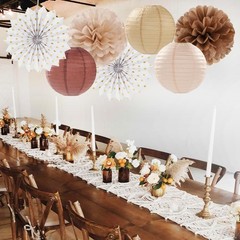 Boho Baby-Shower Party-Decorations Streamers-Lanterns – 14pcs White Brown Cha…
