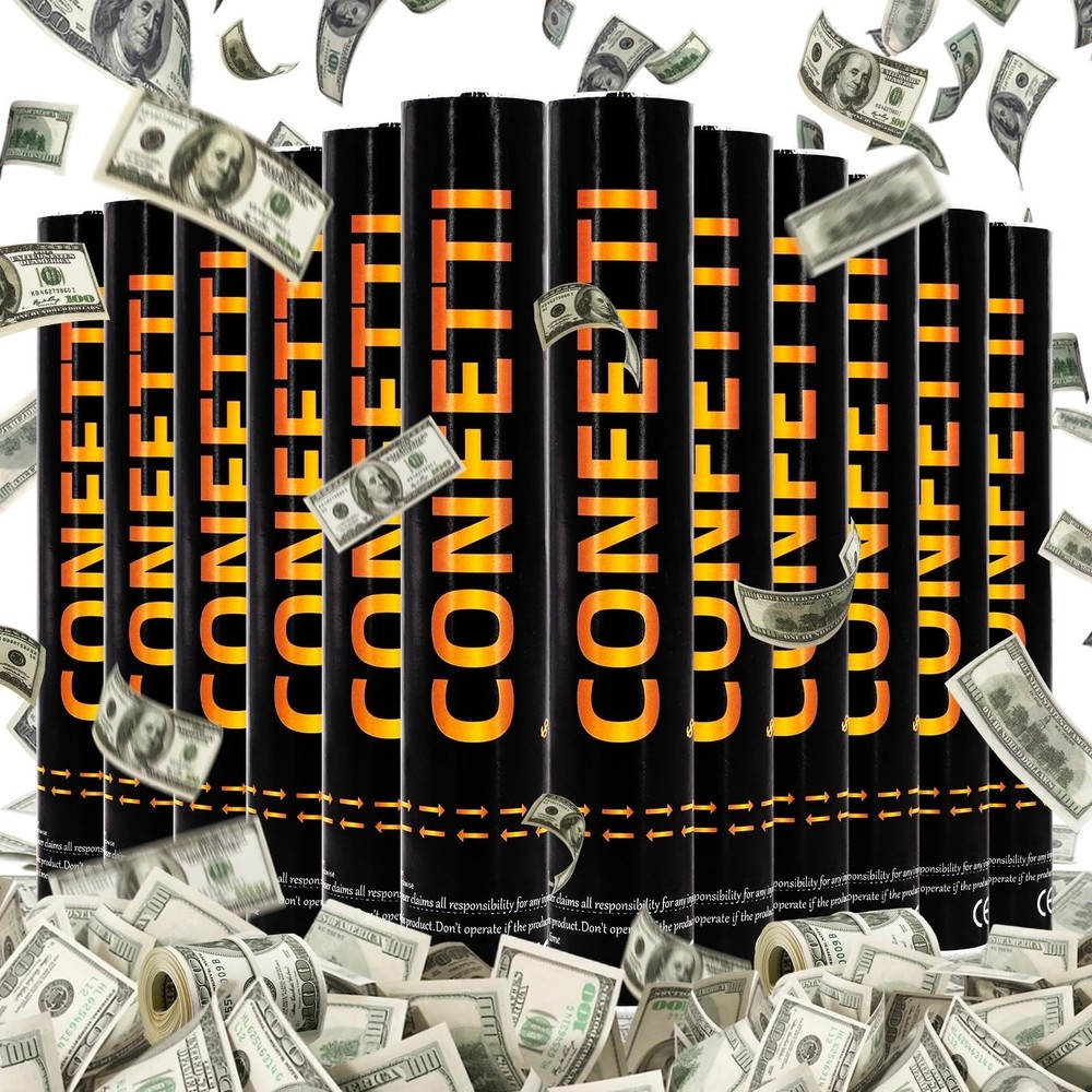 Money Confetti Cannon 12Pack Biodegradable 100 Dollar Bill Money Confetti 12i…
