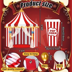103 Pcs Carnival Circus Party Decorations Set Includes Red White Circus Tent Bac