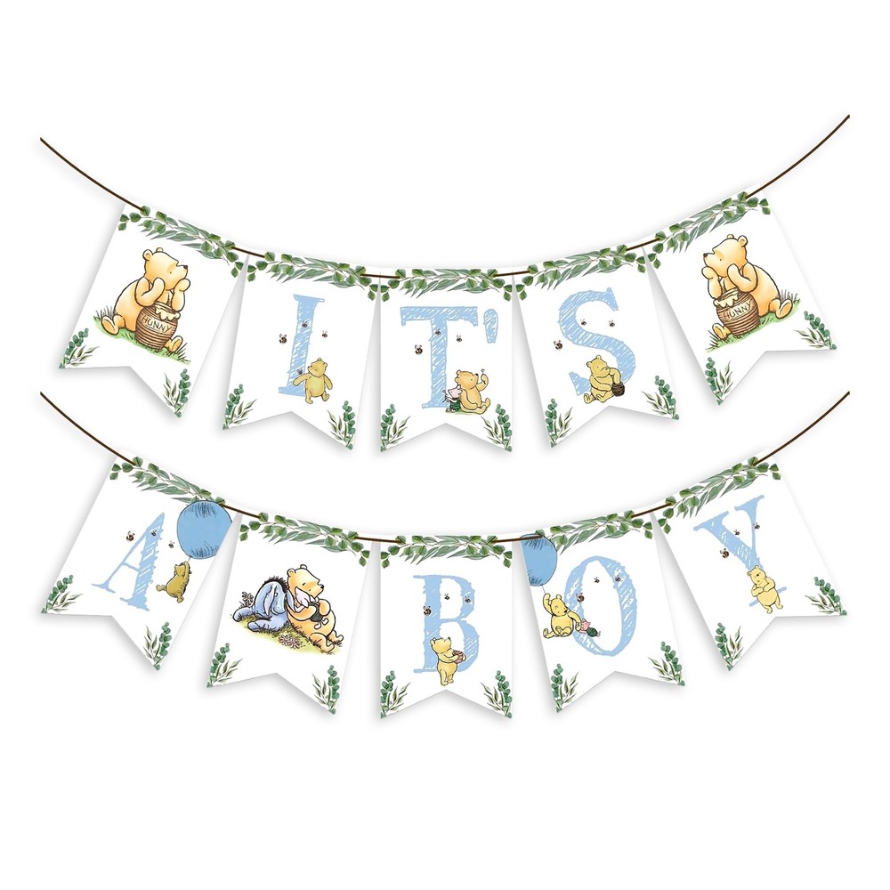 Winnie IT’S A Boy Banner for Baby Shower Decorations Boys Multicolor