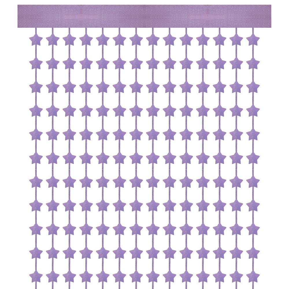 2 Pack Party Backdrop Decoration,Star Streamer Foil Fringe Curtain,Laser Pink