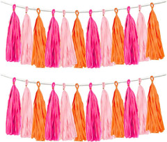 Rose Red Pink and Orange Tassel Garland Banner Paper Tassels for Party Decoratio