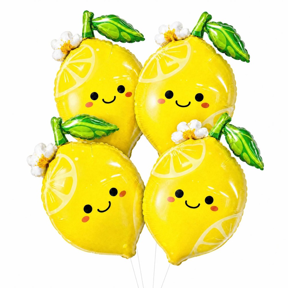 4Pcs Lemon Foil Balloons with Leaves, Sweet as Lemonade Party Decorations for…