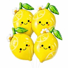 4Pcs Lemon Foil Balloons with Leaves, Sweet as Lemonade Party Decorations for…
