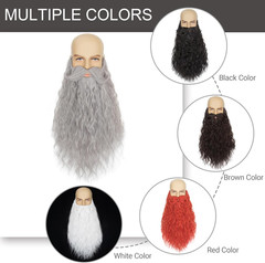 Long Curly Wizard Beard Men Full Fake Beard and Handlebar Mustache Cosplay Costu