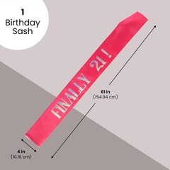 Juvale 21st Birthday Sash & 61 x 4 inches (Sash), One Size (Tiara), Pink