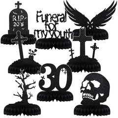 8 Pack Death To My 20s RIP 20s Gothic 30th Birthday Centerpieces Black Set