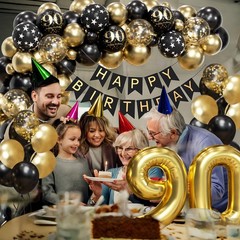90th Decorations for Men with Happy 90th Decorations Banner 90 Balloon Number…