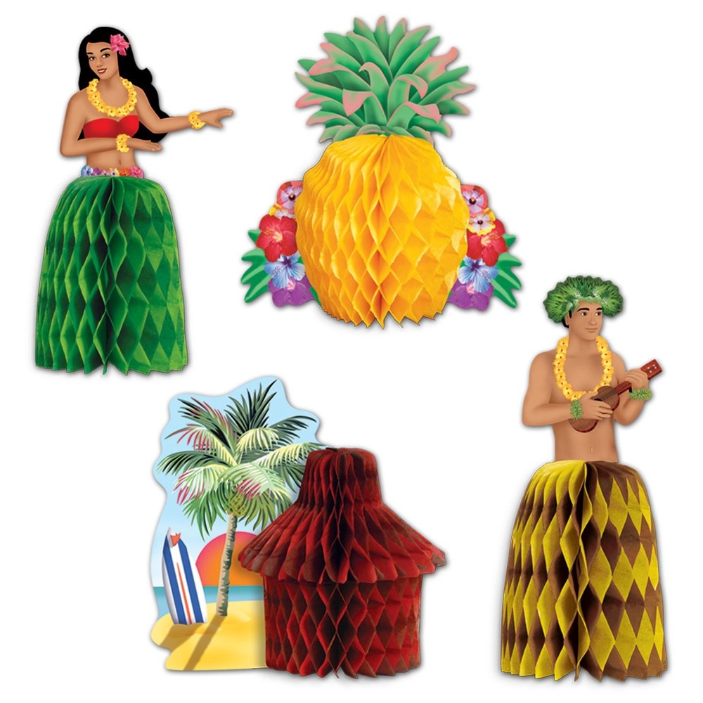 Beistle Luau Playmates (4/Pkg), One Size, Multicolored