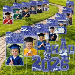 21 Pcs 2026 Grad K-12 Graduation Photo Yard Signs with Stakes Class of 2026 Yard