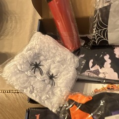 Halloween Party Decoration Kit Spider Web Bats Orange Black Purple White