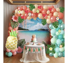 120Pcs Tropical Balloons Garland Arch Kit 12″, 10″, 5″ Balloons Luau-Theme Party