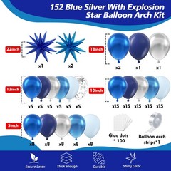 Blue Balloon Arch Kit 152Pcs Latex Garland for Birthday, Wedding, Party Decor