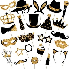 24 Pieces Party Photo Booth Props for Birthday Weddings Graduation Prom Party Su