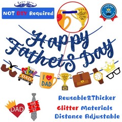 Happy Fathers Day Banner Blue Glitter Fathers Day Decorations For Party Home