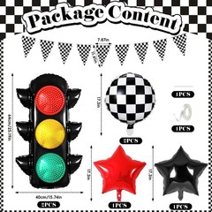 Race Car Birthday Party Decorations with Traffic Light Balloons,Automobile Pa…