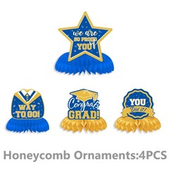 Graduation Decorations 2026 Blue and Gold 37 Pieces Balloons Banner Backdrop Set