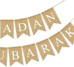 Burlap Eid Mubarak Banner – Rustic Ramadan Decoration for Fireplace & Mantel