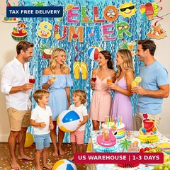 Summer Party Decorations, Beach Pool Theme Party Decor Include Hello Summer Bann