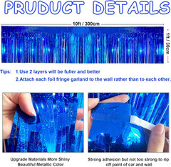 4 Pack 10 Feet Glitter Royal Blue Parade Float Decorations for Trailer Car, Glit