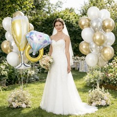 Engagement Party Balloons Set Proposal Decorations Foil Champagne White Gold