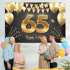 HAMIGAR 6x4ft Happy 65th Birthday Banner Backdrop – 65 Years Old Birthday Dec…