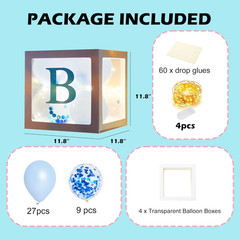 Baby Shower Decorations Clear Balloon Blocks with Fairy String Lights, 4 Pack Tr