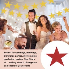 24 Pcs Red Stars Cutouts, 6 Inch Double Printed Paper Stars Cutout