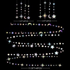 Star Moon Circle Dot Garland Party Decoration Kit Hanging Crescent and Twinkle