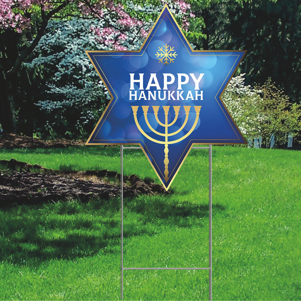 YS3041 Hanukkah Candle Holder Menorah Hanukkiah Star Outdoor Yard Decoration Cut