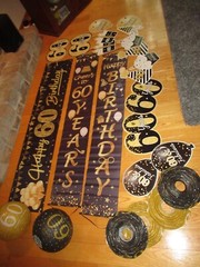 Happy 60th Birthday Party Yard Sign Set Black Gold 60 Birthday Banner Lot (N452)