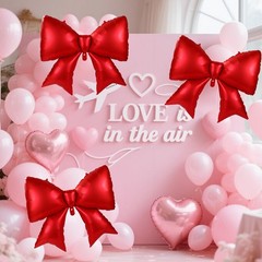 2pcs Large Bow Balloons, Bow Themed Party Decorations Elegant Coquette Balloo…