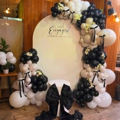 Black White Gold Balloon Garland Kit, 115Pc Beige Sand Black Cream Metallic G…