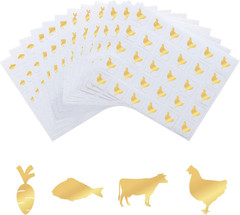 2400Pcs 0.5 Inch Silver Meal Stickers – Cow/Chicken/Fish/Carrot Design