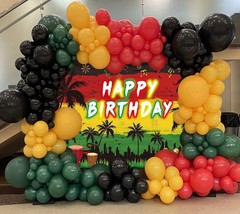 Reggae Happy Birthday Backdrop 8x6FT Jamaican Rastafari Palm Tree Reggae Party.