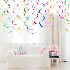 Colorful Hanging Ceiling Swirl Decorations 28Pc Foil Streamers Party Decor Set