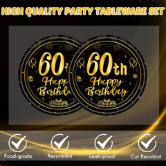 40PCS 60Th Birthday Party Decorations Vintage Black and Gold 1966 60 Year Old Pa