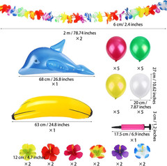 57 Pieces Inflatable Luau Party Set Includes Inflatable Palm Trees Banana Beach