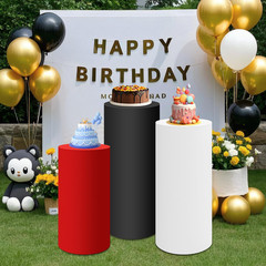 Black Cylinder Pedestal Stand Cover 1 Pcs, Mix and Match Colors as You Like, Spa
