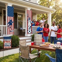 Weather-Resistant Independence Day Decor – Soccer Theme Flags & Banners