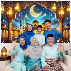 Eid Decorations Banner Ramadan Decorations 71×43 Inch Backdrop Crescent Moon …