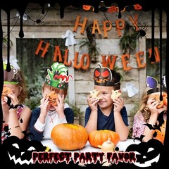 32 Pcs Halloween Party Headband With Stretchable Strings Adjustable Ghost Pumpki